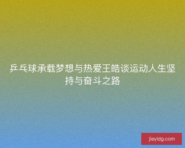 乒乓球承载梦想与热爱王皓谈运动人生坚持与奋斗之路