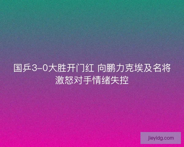 国乒3-0大胜开门红 向鹏力克埃及名将激怒对手情绪失控