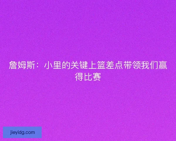 詹姆斯：小里的关键上篮差点带领我们赢得比赛