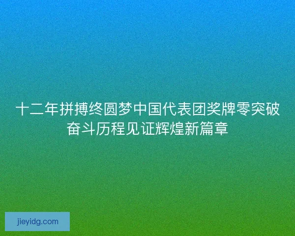 十二年拼搏终圆梦中国代表团奖牌零突破奋斗历程见证辉煌新篇章